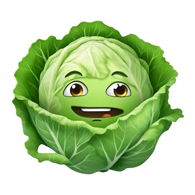 cabbage with human face sticker