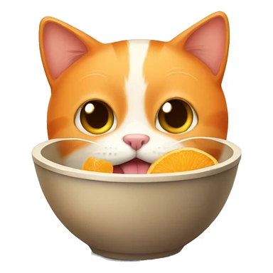 orange cat eating from a bowl sticker