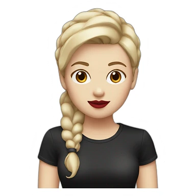 a white girl with burgundy short hair and red lips in a black T-shirt sticker