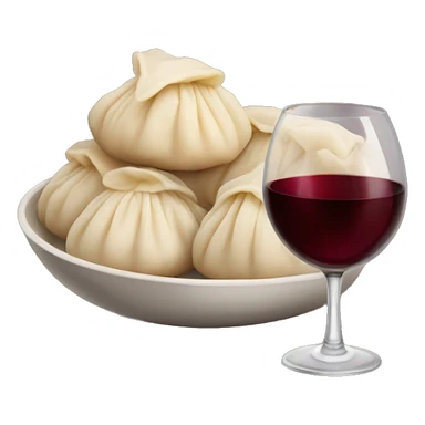 Georgian dumplings and glass red wine  sticker