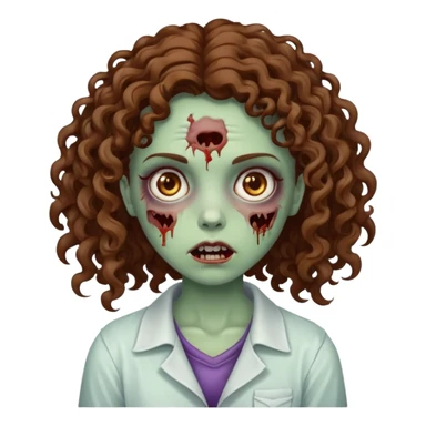 zombie girl curly brown hair sticker