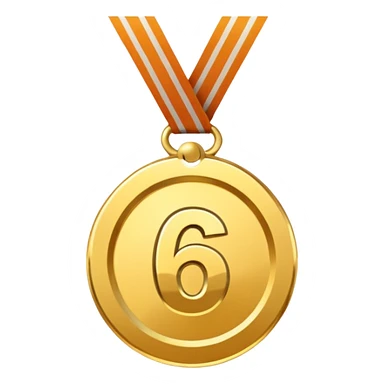 sixth place medal with number 6 on it sticker