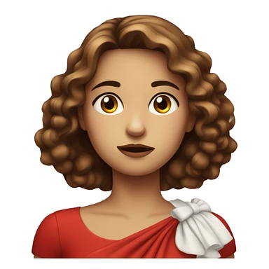 beautiful girl in red dress with sad face sticker