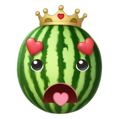 watermelon with heart eyes and crown sticker