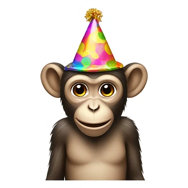 Monkey wearing a party hat sticker