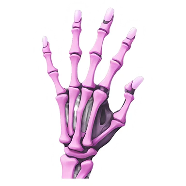 Skeleton hand 5 fingers with pink polish nails minimalistic  sticker