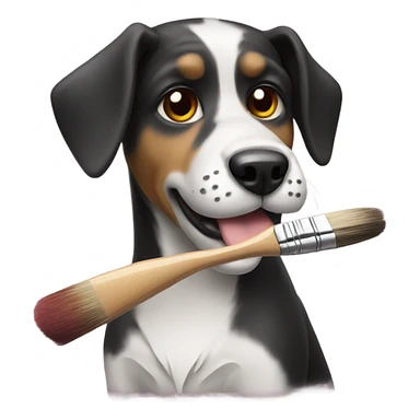 Dog with a paint brush sticker