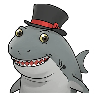 Shark with a top hat sticker