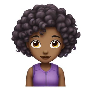 a girl with curly black hair who is light brown with freckles and purple colored highlights sticker