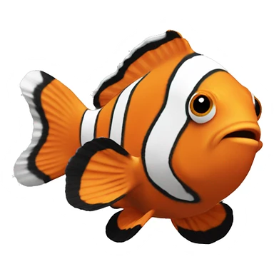 a clownfish in coral reefs and the clownfish has an orange body and black and white stripes. sticker