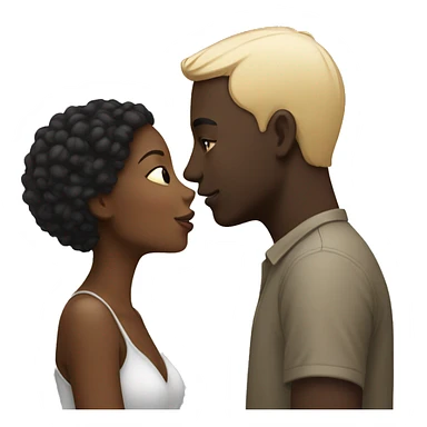 Black girl kissing a white man sticker