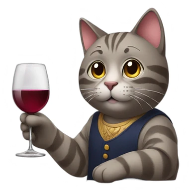 cat holding a glass of wine sticker