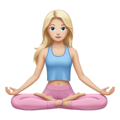 Blonde full long hair, blue eyed, yoga woman, light pink clothes, high definition  sticker
