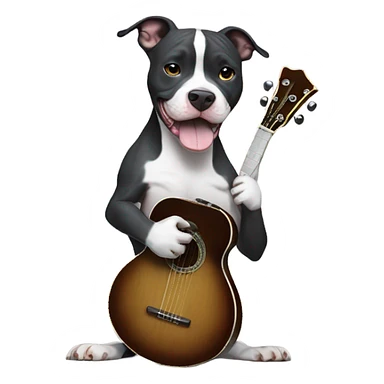 Black and white Pitbull playing banjo sticker