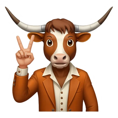 longhorn doing hook em hand sign sticker