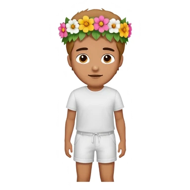 Man with flower crown and white shirt, body sticker
