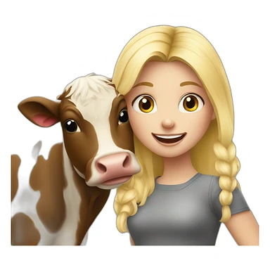 Blondie girl loving cow sticker