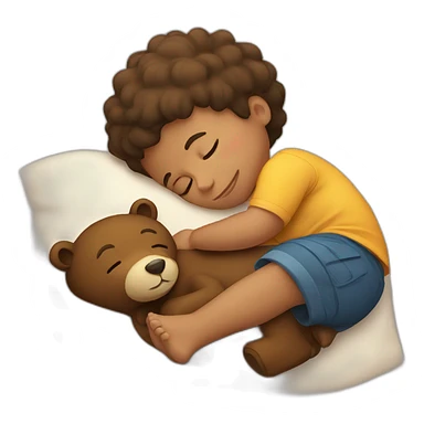 boy sleeping on a bear sticker