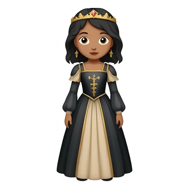 Crea a una chica de pelo corto color negro con vestido medieval sticker