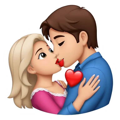 beso enamorados rubio y morena sticker