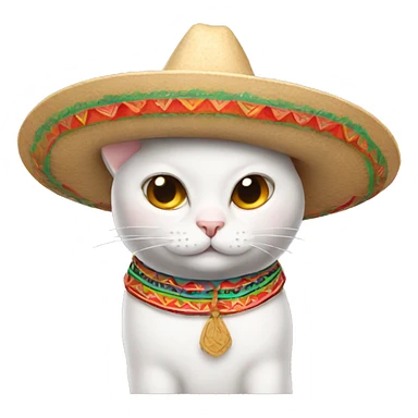 White cat with Mexican sombrero sticker