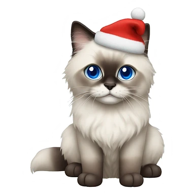 Ragdoll with blue eyes in christmas sweater sticker