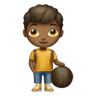 kid with louis vuitton ball sticker