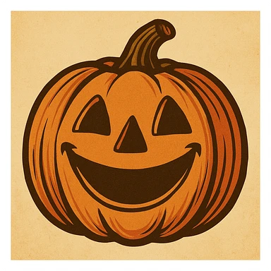 Create images of happy retro pumpkin. Use this image for inspiration. sticker