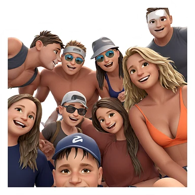 friends enjoying summer together sticker