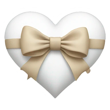 white heart with beige bow sticker