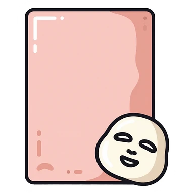 Face mask sheet, minimalist, rounded, soft pastel colors, SOS skin care sticker