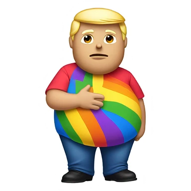 Pregnant trump holding his belly wearing gay pride shirt sticker