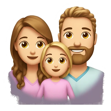 mom with brown hair and brown eyes, dad with blond hair and beard, and baby sticker