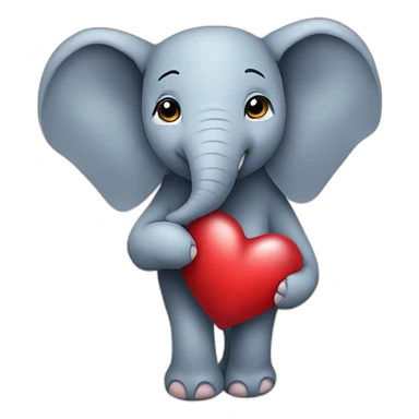 Elephant holding a heart sticker
