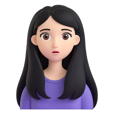 confused white girl with long black hair and brown eyes sticker