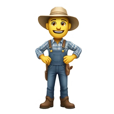 Realistic toon Human Adult Farmer, toon match game 3D character rendered sticker