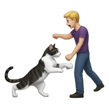 A cat beats a man sticker