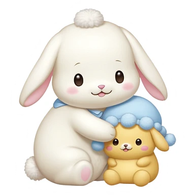 cinnamoroll giving a hug to pompompurin  sticker