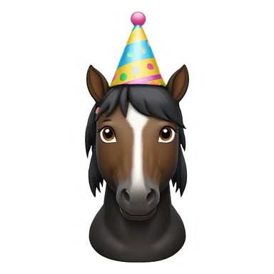 black horse in t shirt with party hat front view sticker