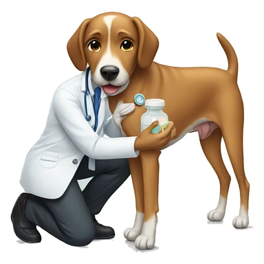 Dog receiving vaccine sticker