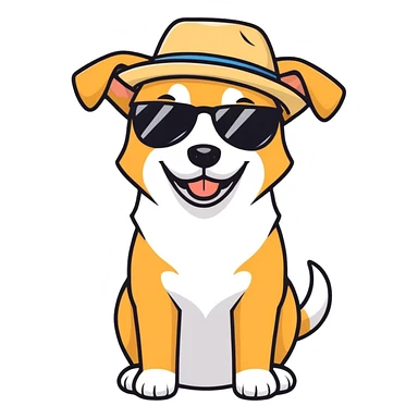 Dog with floss hat sunglasses and smiling sticker