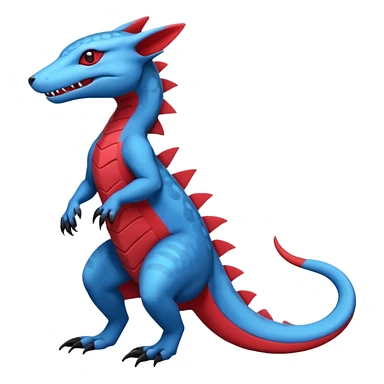 Blue red black white Salandit-genet-Salamence-fusion-hybrid-creature (full body) sticker