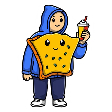 man dressed as a snack sticker