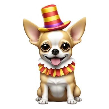 a small fat blonde chihuahua with a clown costume  sticker