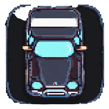 a car navigating sharp curves, pixel art style sticker