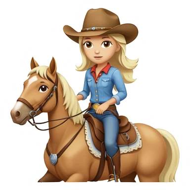 White blondgirl Cowboy riding horse sticker