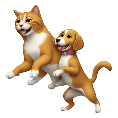 Un chat qui danse avec un chien sticker
