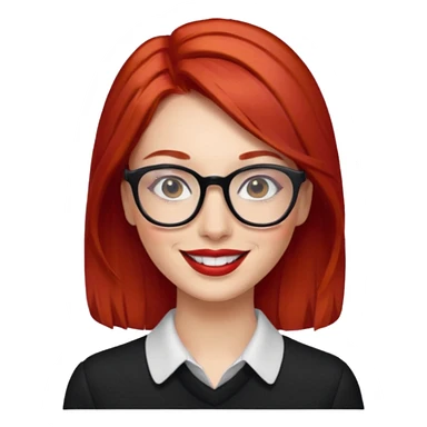 red hair with red lipstick and glasses sticker