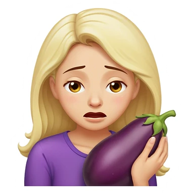 Woman hugging eggplant crying sticker