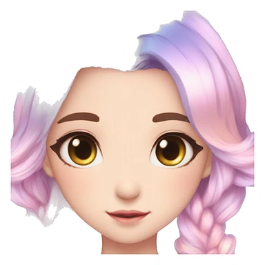 Gorgeous Attractive Beautiful Blushing Petite Colorful-Shiny-Pastel-Fairy-Anime-Girl with beautiful gradient pastel hair aesthetic sticker